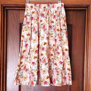 FLORAL AUTUMN "MONET SKIRT" WATERCOLOR FEMININE COTTAGECORE WOODLAND BOHO MIDI L